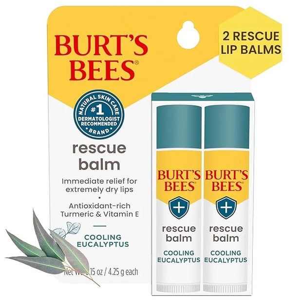 Burt's Bees 100% Natural Origin Rescue Lip Balm With Beeswax and Antioxidant-Rich Turmeric Promotes Healing Of Extremely D...