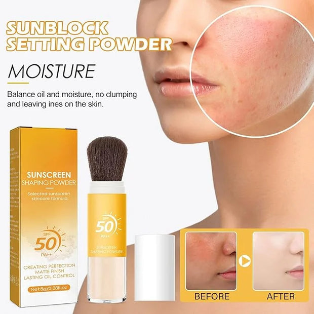 Mineral Sunscreen Setting Powder, SPF 50 Mineral Sunscreen Setting Powder for Face, Oil Control Natural Matte Finish, Mini...