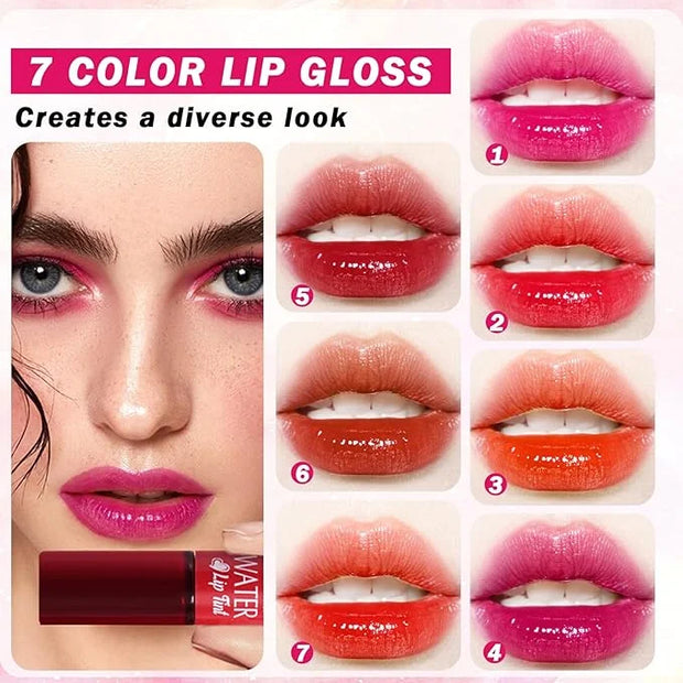 7 Colors Korean Lip Tint Stain Set Long-lasting Waterproof Velvet Lip Tint Moisturizing Lip Gloss Set，Multi-Use Lip and Ch...