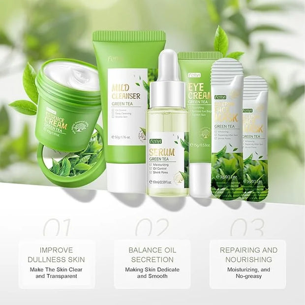 Green Tea Skin Care Kit Teenage Girls Gifts, 19-In-1 Facial Skin Care Routine Set Kit for Women/Girls, Hydrating Teen Skin...