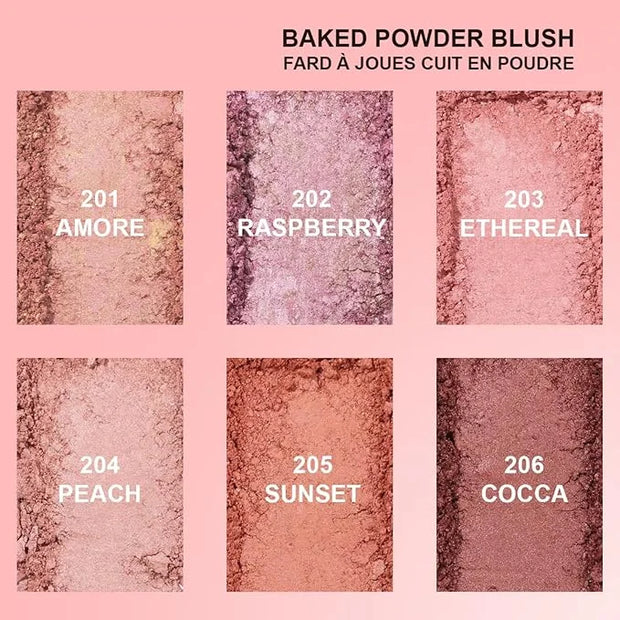 Baked Blush, Marbleized Blush for Cheeks, Shimmery Satin Finish Blushes Powder Palette, Buildable Color Natural Face Makeu...