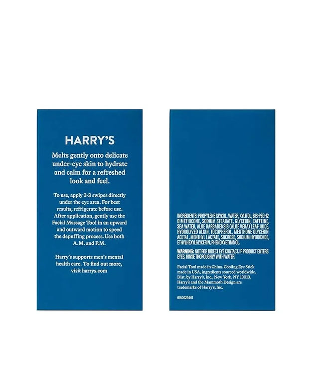 Harry's Cooling Eye Kit for Men - Gua Sha Depuffing Facial Massage Tool and 2 Cooling Eye Sticks - Product Image