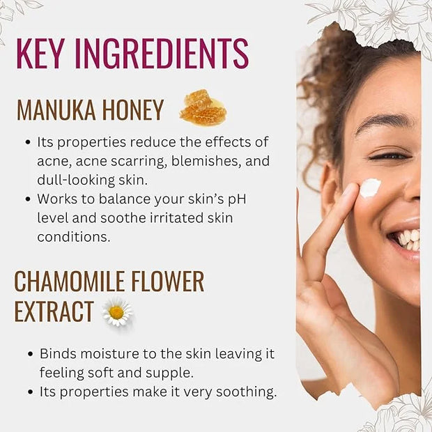 Hyaluronic Acid Serum for Face and Neck with Collagen, Manuka Honey & Chamomile Flower Extract | Plant Based Formula | Car...