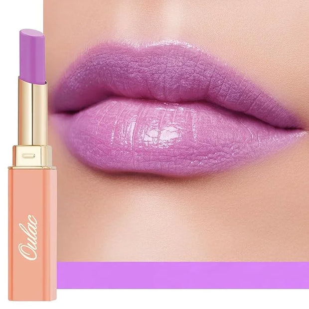 Oulac Pinky Purple Lipstick - Moisturizing Lip Stick Glossy Tinted Lip Balm, Sheer Shine Juicy Finish, Lightweight and Hyd...