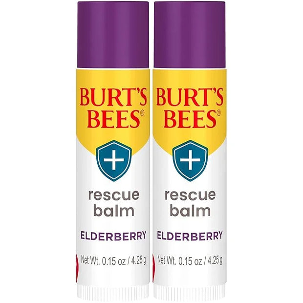 Burt's Bees Rescue Balm Elderberry Lip Balm, With Antioxidant-Rich Elderberry, Tint-Free, Natural Origin Lip Care, 2 Tubes...