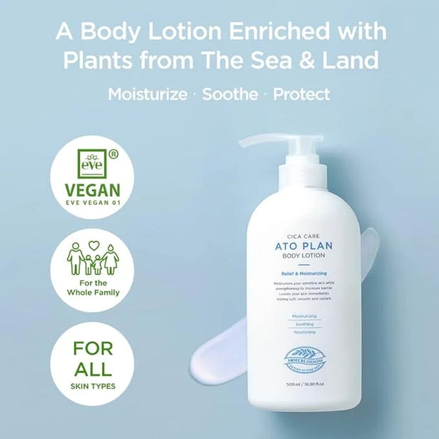 Body Lotion 17 Fl oz. | Soothing & Moisturizing Vegan Unscented for Dry skin with Cica & Ceramide, Hypoallergenic | Korean...