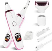 2025 Rechargeable Nose and Ear Hair Trimmer With LED Dispaly for Women Men,4 in 1 Painless Eyebrow & Facial Hair Trimmer w...
