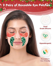 2 Pairs Reusable Under Eye Wrinkle Patches Silicone Mask, Plump Fine Lines & Wrinkles, with Metal Eye Cream Applicator, Ti...