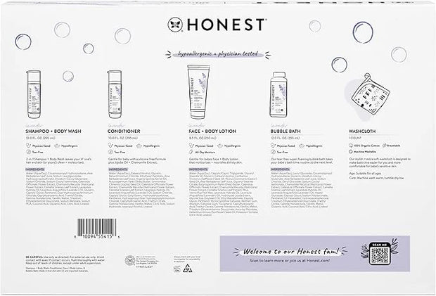 The Honest Company Calming Lavender Bathtime Gift Set | Hypoallergenic Bath Essentials for Sensitive Skin | Shampoo + Body...