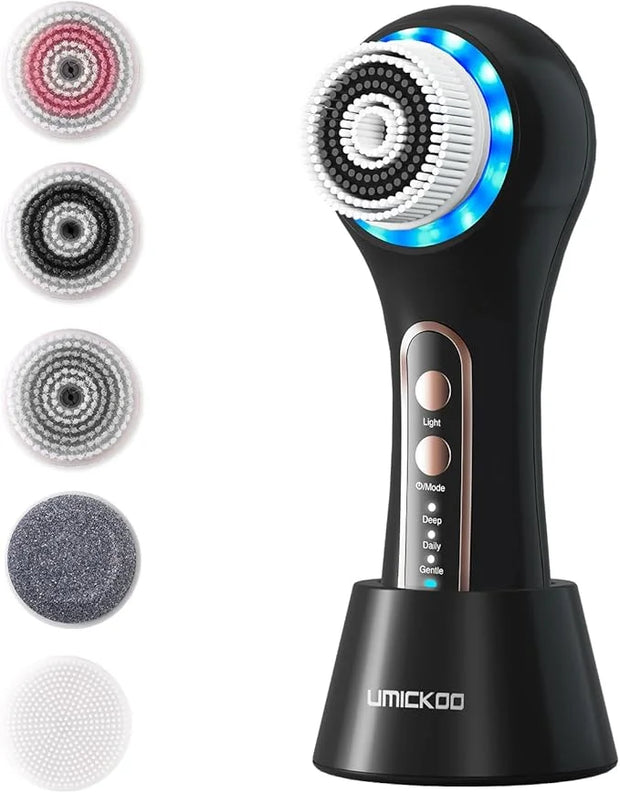 Face Scrubber Exfoliator,Facial Cleansing Brushes Rechargeable IPX7 Waterproof with 5 Brush Heads,Electric Face Spin Brush...