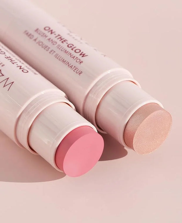 Wander Beauty On-the-Glow Blush and Illuminator - Petal Pink/Nude Glow - 7-in-1 Hydrating Cream Blush & Highlighting Stick...