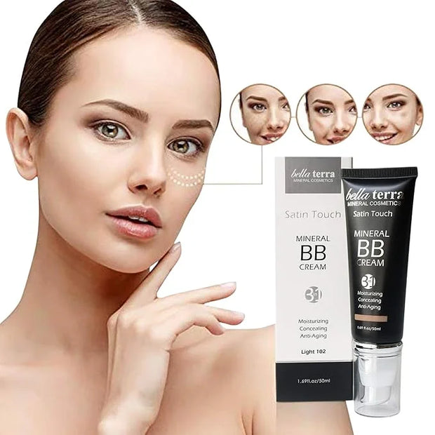 Bellaterra Cosmetics BB Cream - Tinted Moisturizer, Mineral Foundation Makeup, Light 102 | Skin Perfector, 1.69 oz - Produ...