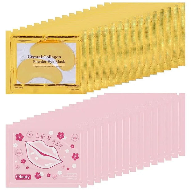 30 Pairs Lip Masks & 24K Gold Eye Mask Bulk Mother's Day Gifts, Collagen Crystal Under Eye Patches for Puffy Eyes, Effecti...