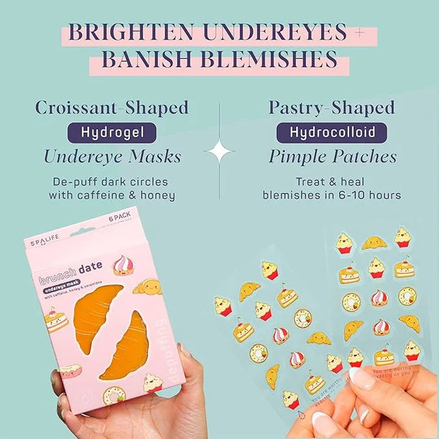 SpaLife BRUNCH DATE UNDEREYE MASK & PIMPLE PATCH DUO – Hydrogel Undereye Patches for Dark Circles & Puffy Eyes – Hydrocoll...