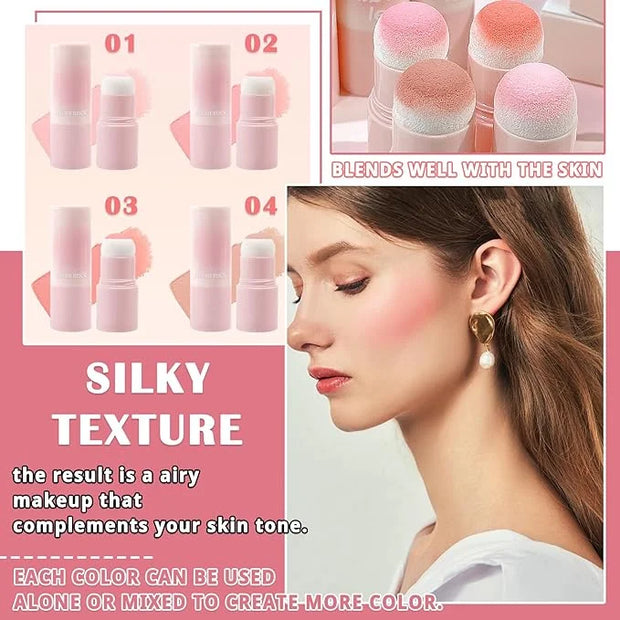 Blush Stick for Cheeks,Face Matte Contour Blush Makeup,Buildable Shimmer Facial Cheek Blusher Shades,Blendable Cosmetic Ma...