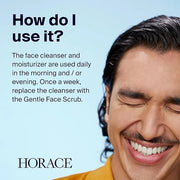 HORACE Gift Set with Purifying Face Cleanser, Gentle Face Scrub, and Mattifying Face Moisturizer - Skincare Set for Cleans...