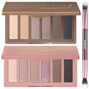 2PCS 6 Colors Mini Naked Eyeshadow Palette Makeup with Brush Set Neutral Nude Eye Shadow Pink & Brown Matte Shimmer Make U...