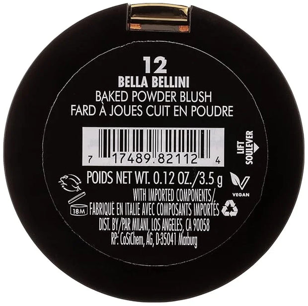 Milani Baked Blush - Bella Bellini (0.12 Ounce) Vegan, Cruelty-Free Powder Blush - Shape, Contour & Highlight Face for a S...