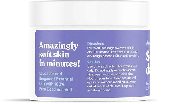 ASUTRA Dead Sea Salt Essential Oil Body Scrub Exfoliator (Soothing Lavender), 16 oz - Ultra Hydrating, Gentle, & Moisturiz...