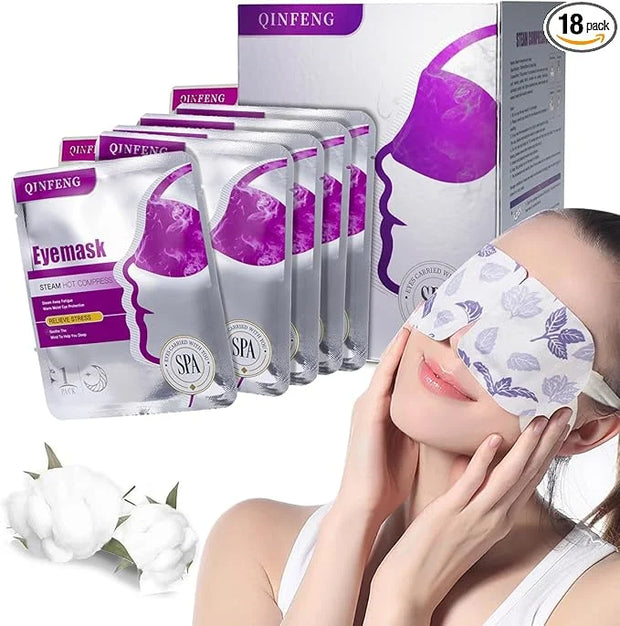 18 Packs Steam Eye Mask for Dry Eyes Self Heating Masks Cornea Care Rest Disposable SPA Warm Eye Compress Sleep Mask 30+ M...