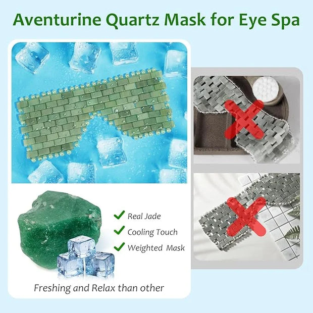 ideayard Jade Eye Mask Cooling Facial Mask 100% All Natural Adventurine Quartz Eliminate Wrinkles, Puffiness & Migraine Re...
