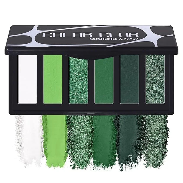 Green Eyeshadow Palette with Mirror Lime Forest Emerald Tones Matte Shimmer 6 Colors Mini Eye Shadow Pallet Travel Size Hi...
