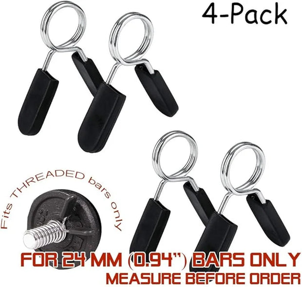 4pcs Spring Clip Collars 1 inch (0.94'', 24mm) 24mm) Exercise - Product Image