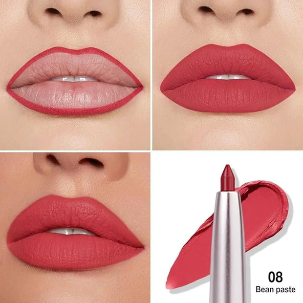 evpct Silky Lip Liner Pencil Retractable, Bean Red Smooth Lip Liner Creamy Velvet Lipliner Long-Lasting for Korean Makeup ...