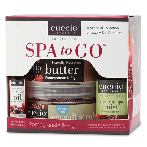 Cuccio 4 Piece Spa To Go Kit – Pomegranate & Fig – Complete Skincare Set for Exfoliation, Hydration, and Revitalization - ...