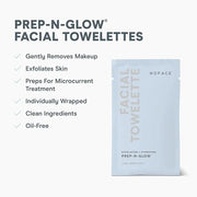 NuFACE Prep-N-Glow Facial Towelettes - 2-in-1 Exfoliating + Cleansing Makeup Remover Wipes, Hyaluronic Acid Travel Face Wi...