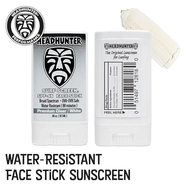 Headhunter Sunscreen Face Stick SPF 45, Waterproof Surf Sunblock for Waterman, Water-Resistant Facial Sunscreen for Ultra-...