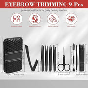 Tweezers Set, Hyxhappy 9 pcs Professional Stainless Steel Tweezers Kit for Facial Hair, Precision Plucker Eyebrow Tweezer ...