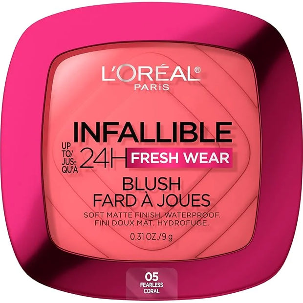 L'Oreal Paris Infallible Up to 24H Fresh Wear Soft Matte Blush, Blendable, Long-Lasting and Waterproof Cheek Make Up, Fear...
