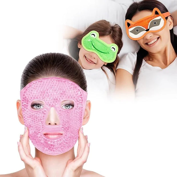 Bundle of CONBELLA Cold Face Eye Masks Ice Face Mask Hot Cold Compress and 2PCS Adorable Cooling Eye Mask Gel Eye Mask - P...