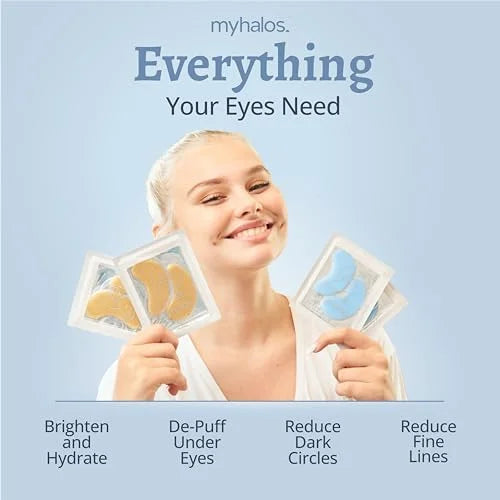 MyHalos Eye Masks for Dark Circles and Puffiness & Eye Patches for Wrinkles Duo- 24 Under Eye Patches for Puffy Eyes, Dark...