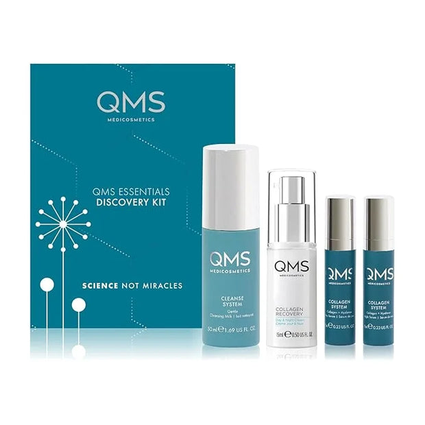QMS Medicosmetics Essentials Discovery Kit – Cleansing, Refining + Moisturizing – Includes Gentle Cleansing Milk, Collagen...
