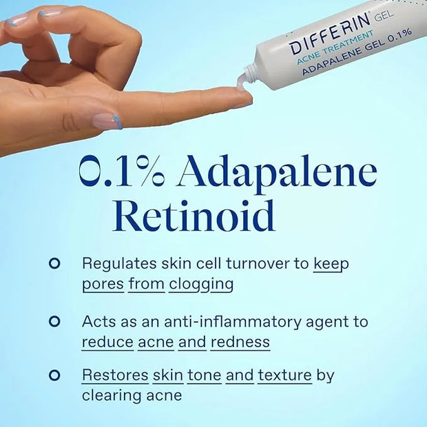 Differin Skincare Kit with Acne Treatments for Face, 3-Step Regimen with Daily Oil-Free Hydrating Face Wash, Differin Adap...