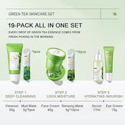 Green Tea Skin Care Kit Teenage Girls Gifts, 19-In-1 Facial Skin Care Routine Set Kit for Women/Girls, Hydrating Teen Skin...