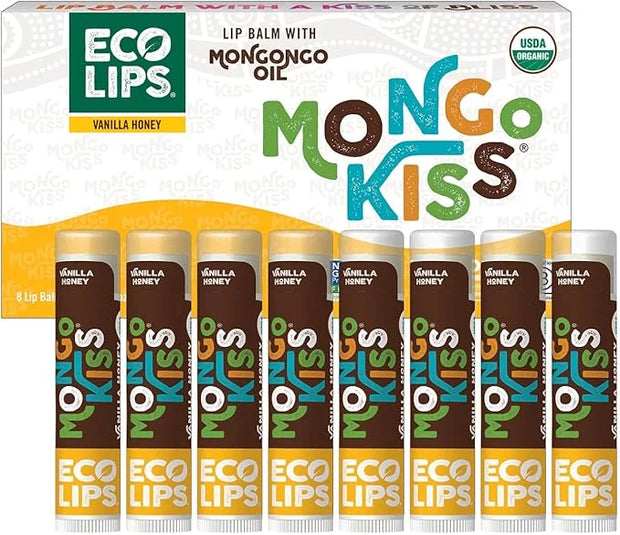 Mongo Kiss USDA Organic Lip Balm Set 8-pack (0.15 oz. each) with Mongongo Oil & Cocoa Butter to Moisturize Chapped Lips | ...