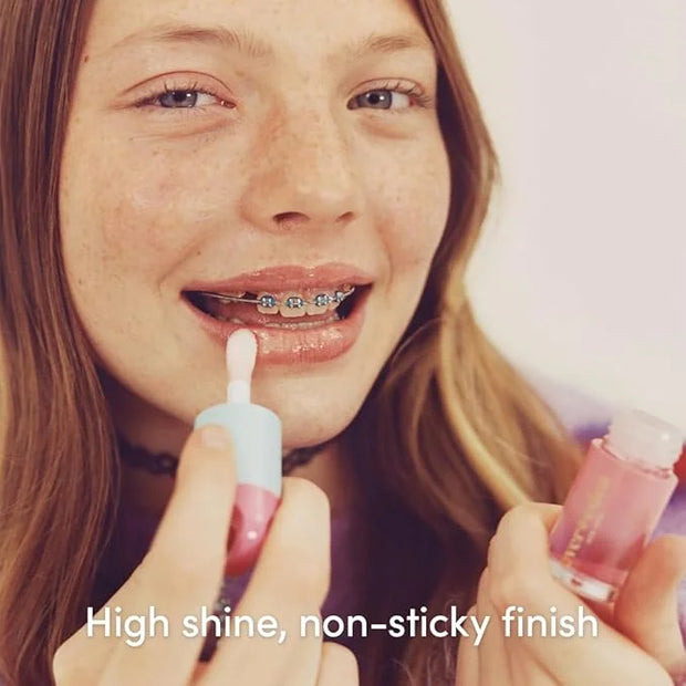 Evereden Kids Tinted Lip Gloss: Sakura - Non Toxic, Vegan Clean Makeup - Soothing & Hydrating Lip Gloss with Cherry, Peach...