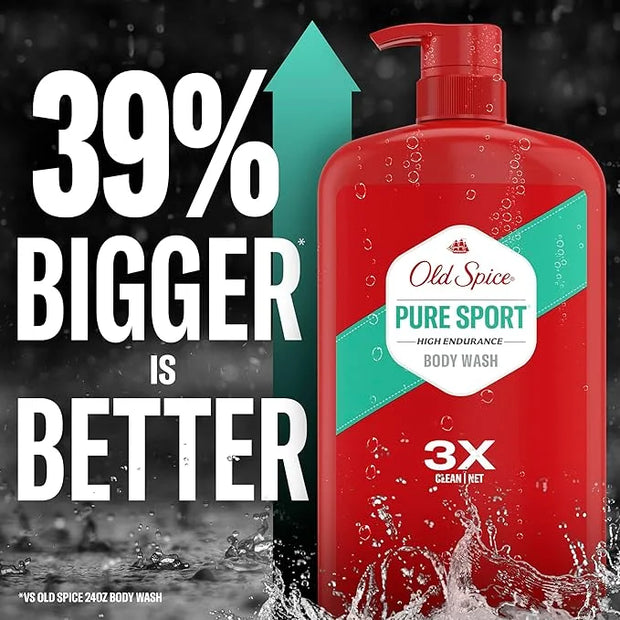 Old Spice Refreshing Body Wash for Men, High Endurance, 3X Defense, 24/7 Shower Fresh with Long Lasting Scent, Pure Sport ...