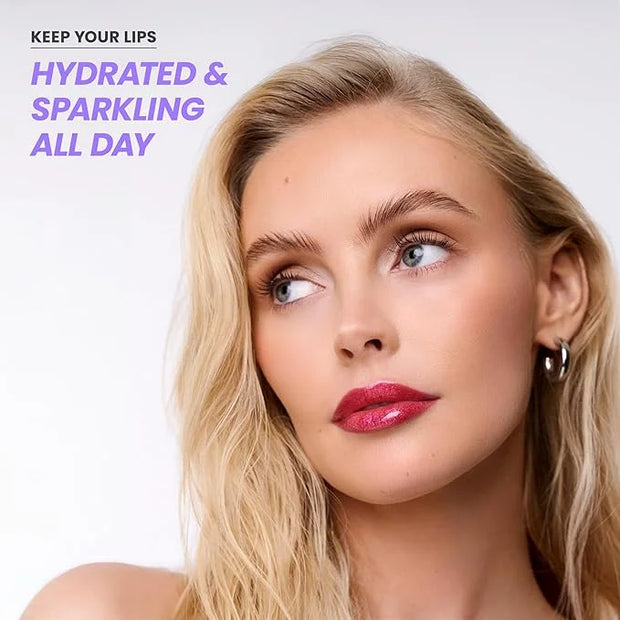 Wonderskin WONDER BLADING Top Gloss - Red Glitter Lip Gloss, Hydrating and High Shine Finish Lip Makeup (Red Glitter) - Pr...