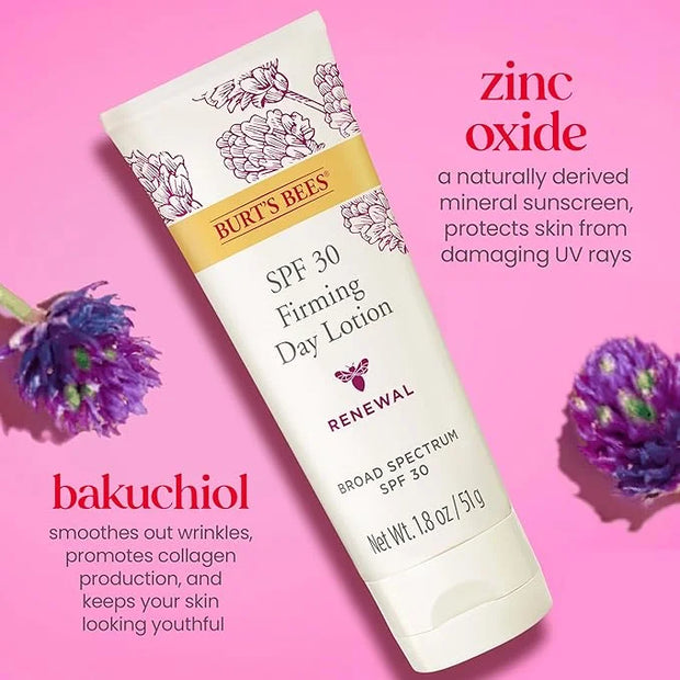 Burt's Bees Renewal SPF 30 Firming Day Face Lotion With Bakuchiol, Sunscreen Face Lotion With Natural Retinol Alternative,...