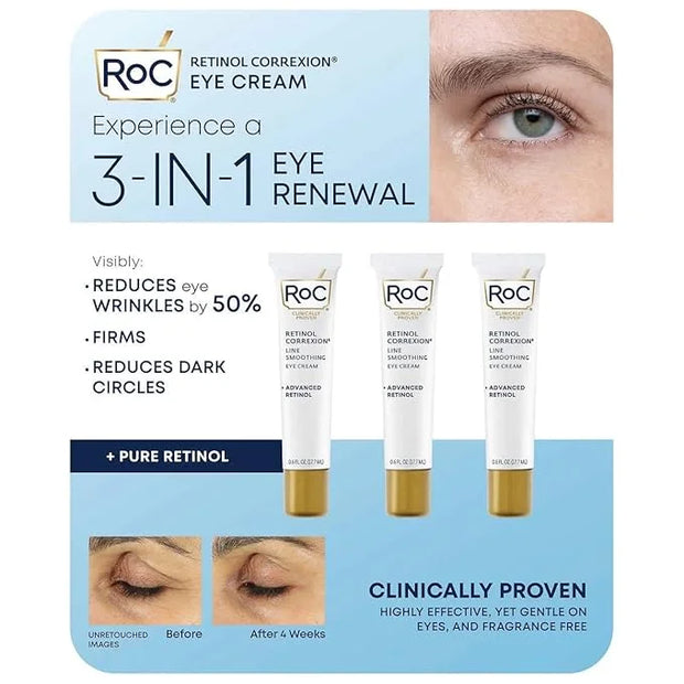 Eye See RoC Line Smoothing Eye Cream, 0.6 Fluid Ounce (Pack of 3) - Product Image