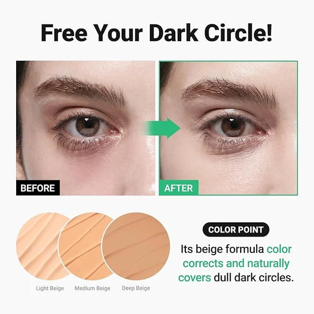 Tinted Eye Cream for Dark Circles, Korean Undereye Cover & Care Dual Action Concealer, Hydrating Formula with Niacinamide,...