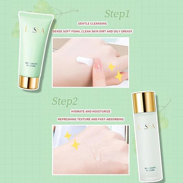 Sea Grape 6 Step Skin Care Set Daily Skin Care Routine With Skincare Set, 6-In-1 Skincare Gift Set With Facial Cleanser, T...