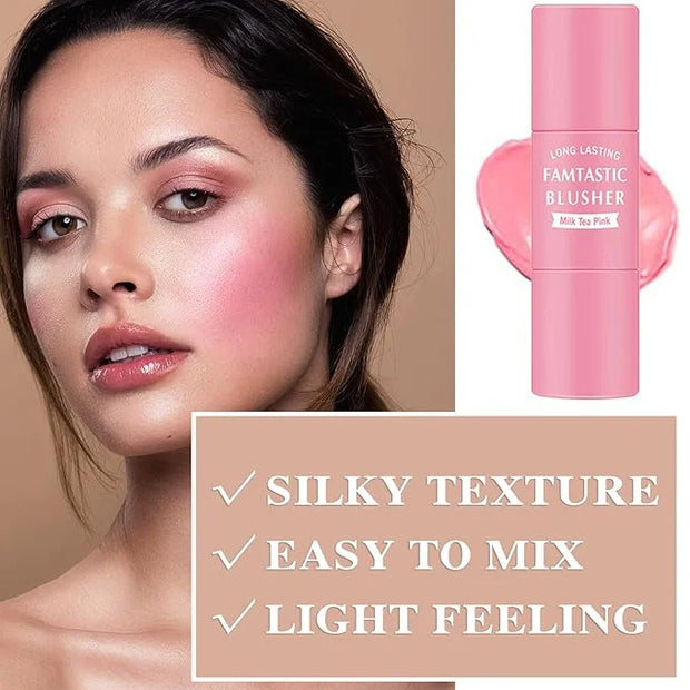 Cream Blush Stick with Brush,Waterproof Multi Cream Makeup Stick,Lightweight,Long-lasting,2 in 1 Multi Blush for Cheeks & ...