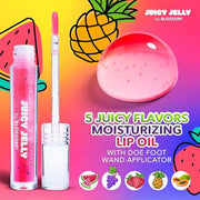 Blossom Scented Roll on Lip Gloss and Juicy Jelly Moisturizing Lip Care Nourishing Lip Oil, 2 Pack, Strawberry - Product I...