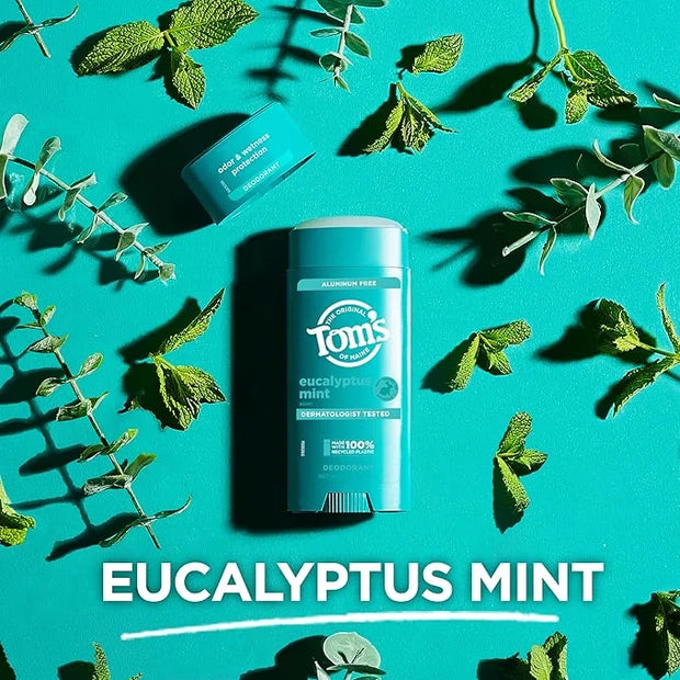 Tom's of Maine Eucalyptus Mint Aluminum Free Natural Deodorant For Women & Men | Goes on Clear | Odor & Wetness Protection...