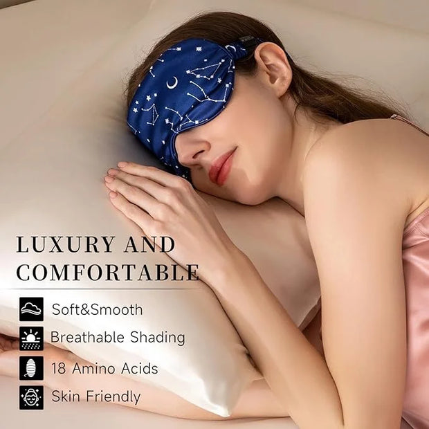 THXSILK Sleep Mask 100% 19 Momme Pure Mulberry Silk Super Smooth Cooling Decorative Sleep Eye Mask Blackout Eye Cover with...